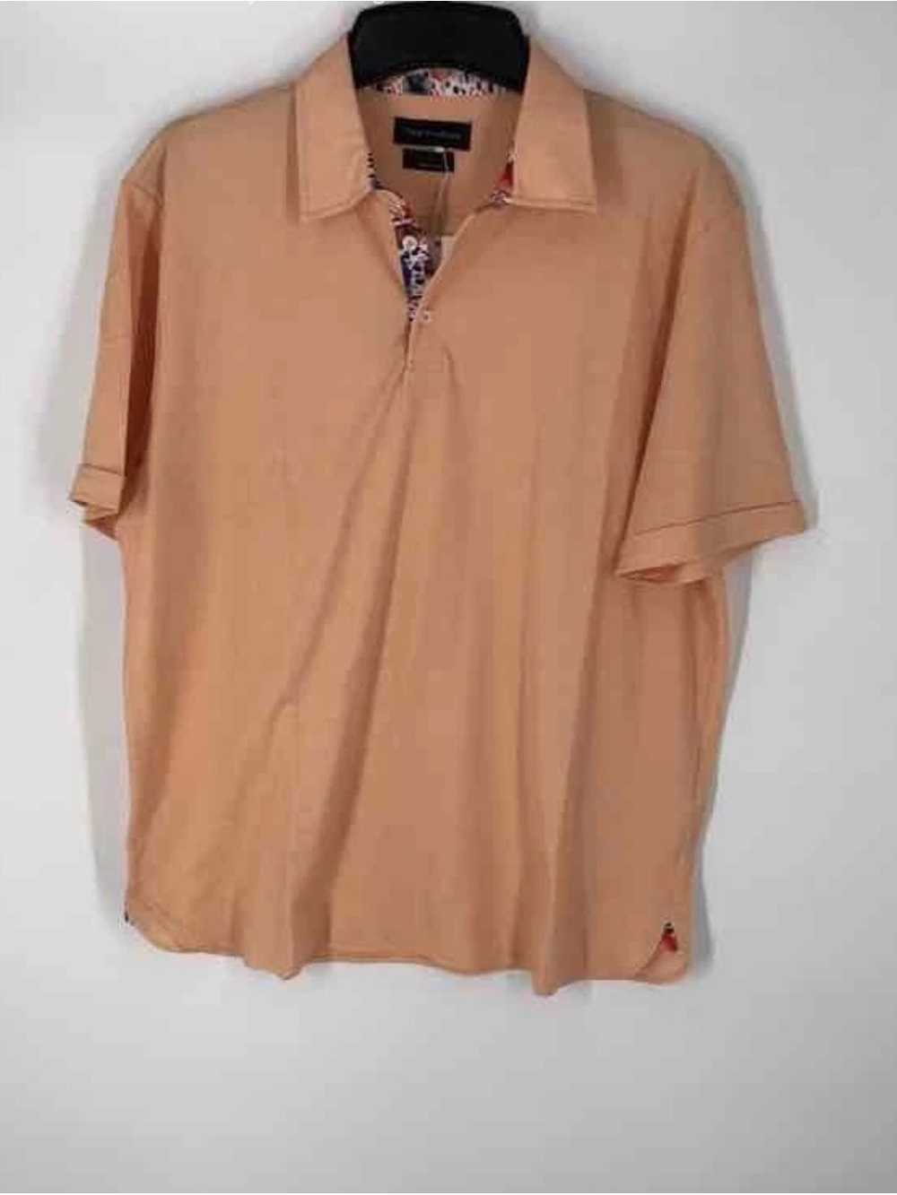 Paul Fredrick Mens Peach Short Sleeve Collared Golf Polo Shirt Size Large